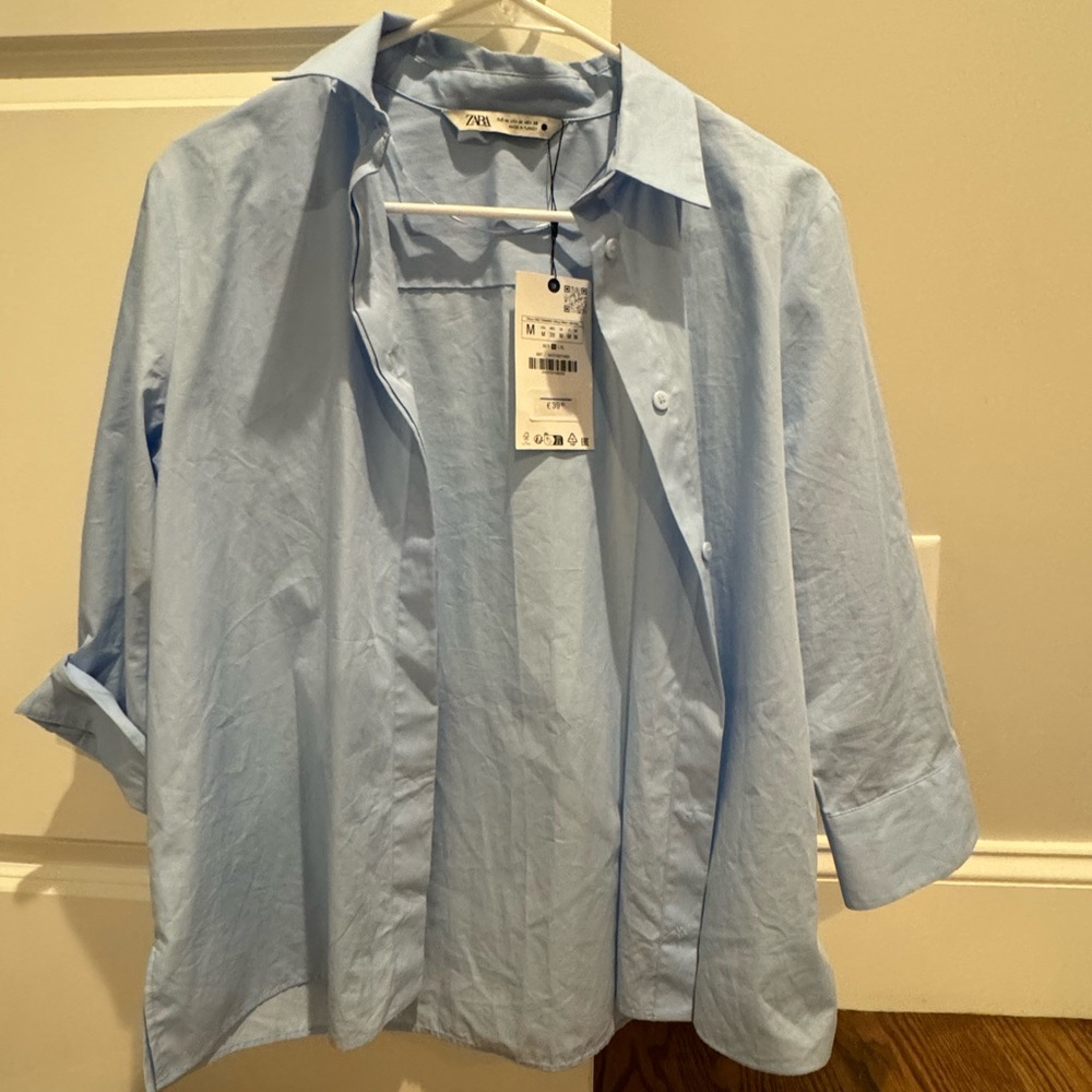 Zara Light Blue Button-Up Shirt